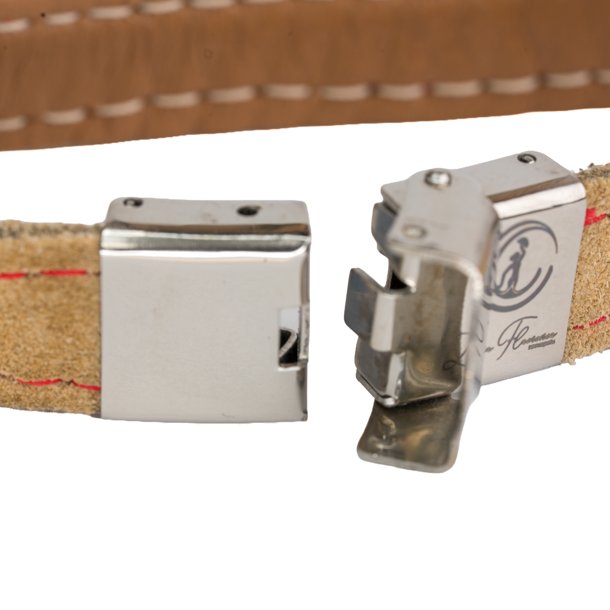 Armband aus kamelfarbenem Wildleder mit spanischer Flagge