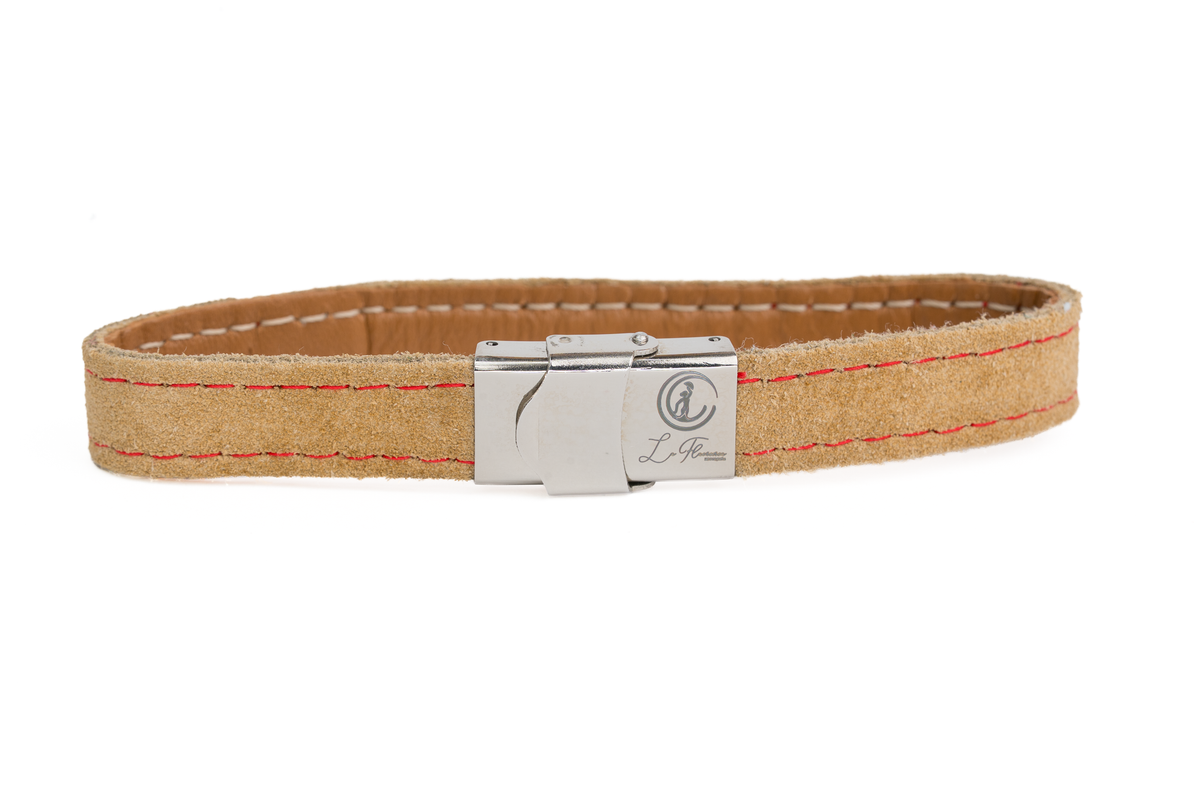 Armband aus kamelfarbenem Wildleder mit spanischer Flagge