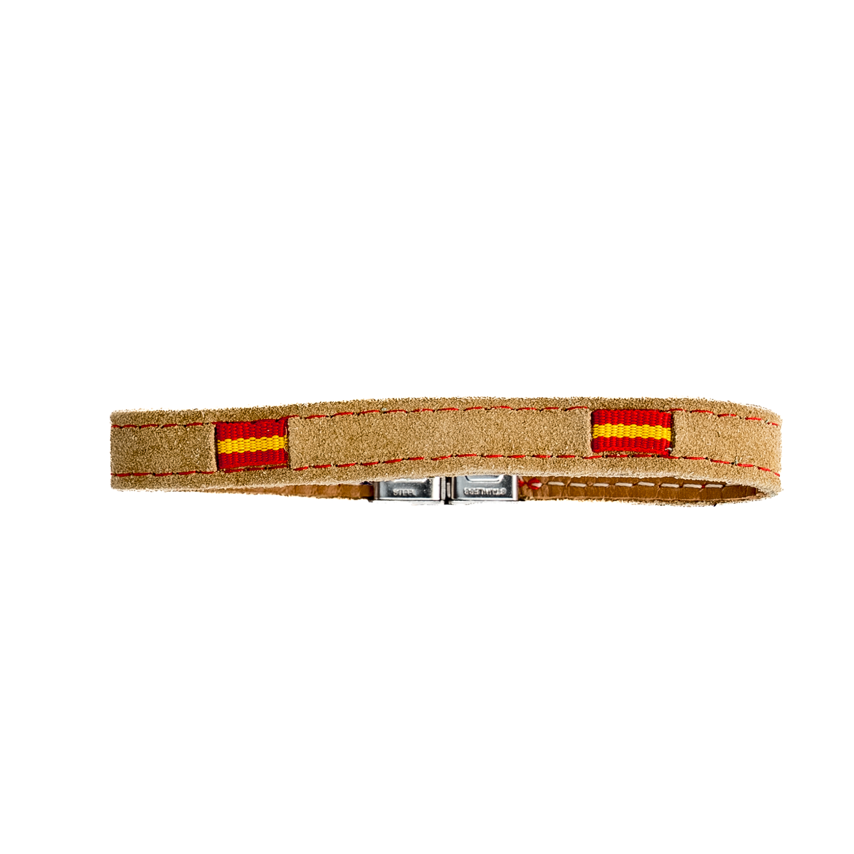 Armband aus kamelfarbenem Wildleder mit spanischer Flagge