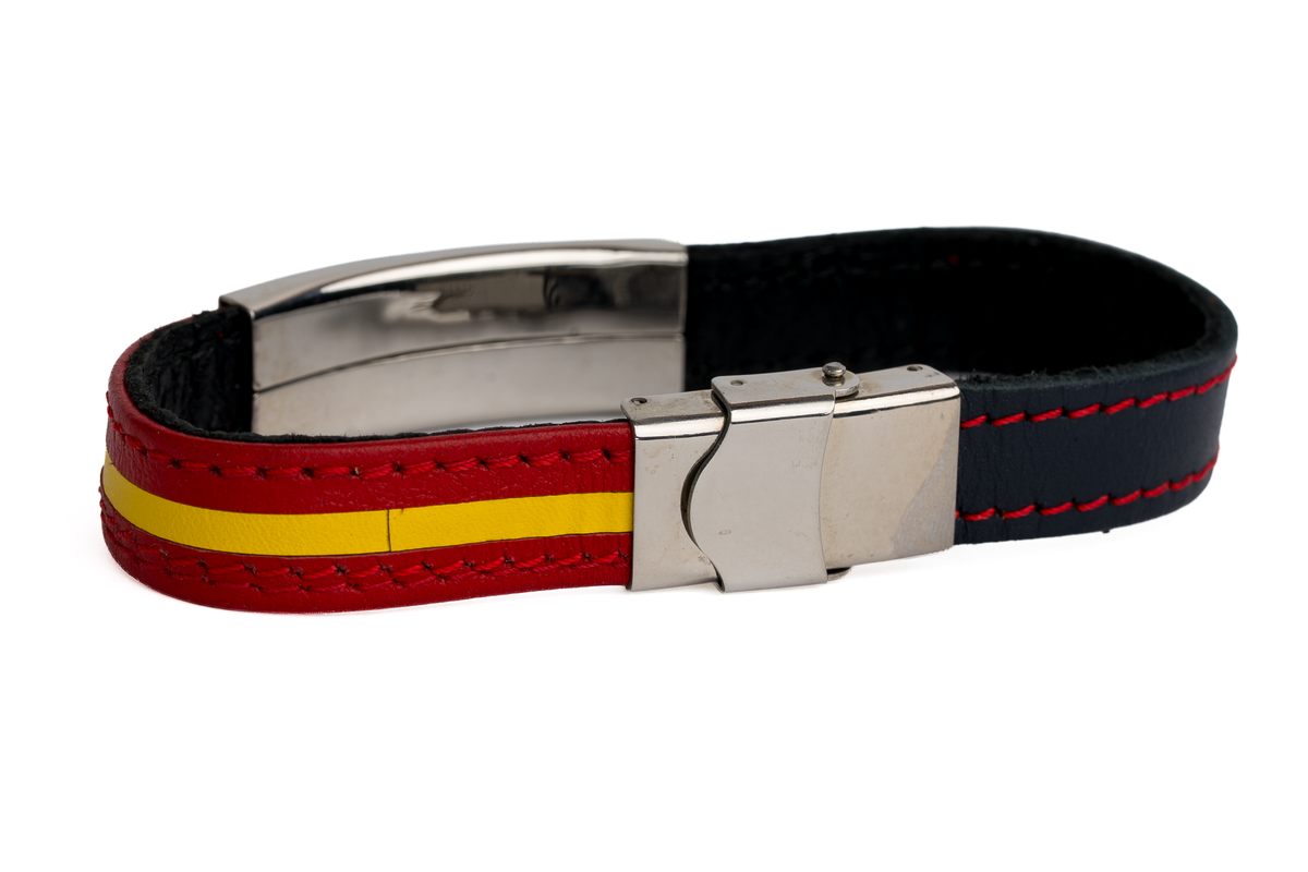 Pulsera piel azul bandera España chapa ESPAÑA