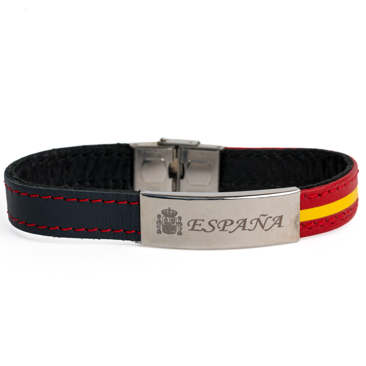 Pulsera piel azul bandera España chapa ESPAÑA