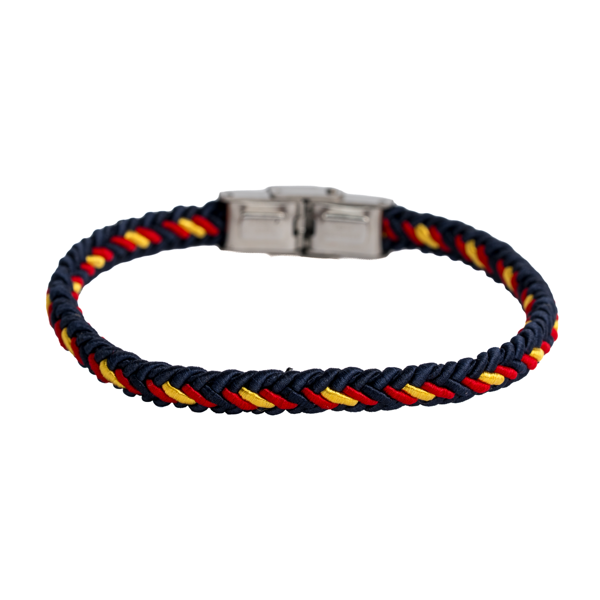 Pulsera trenzada Bandera España azul fina cierre metálico