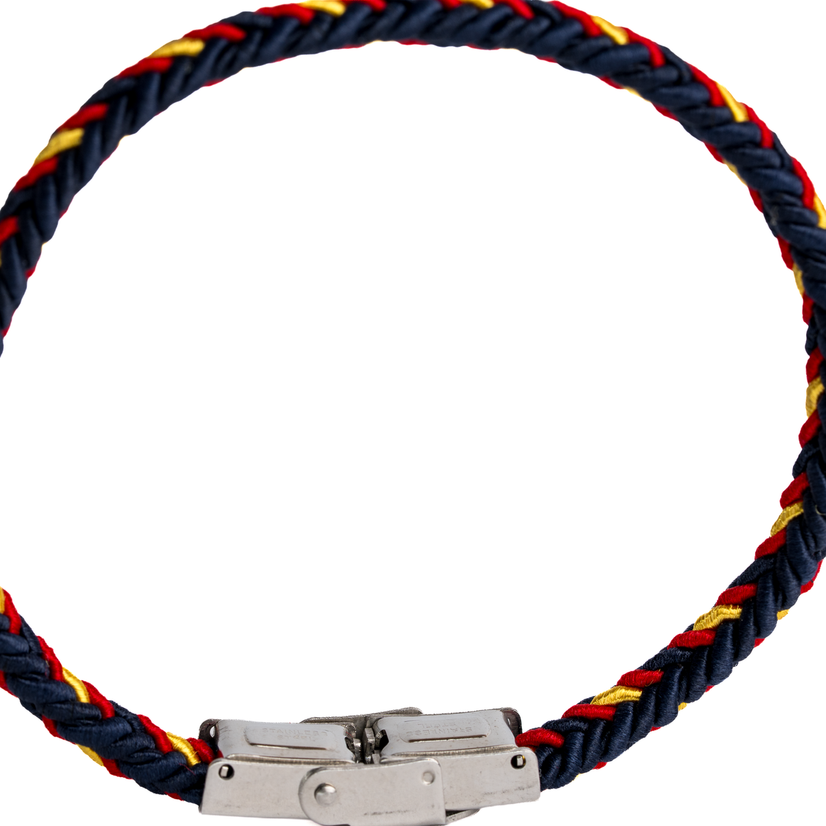 Pulsera trenzada Bandera España azul fina cierre metálico
