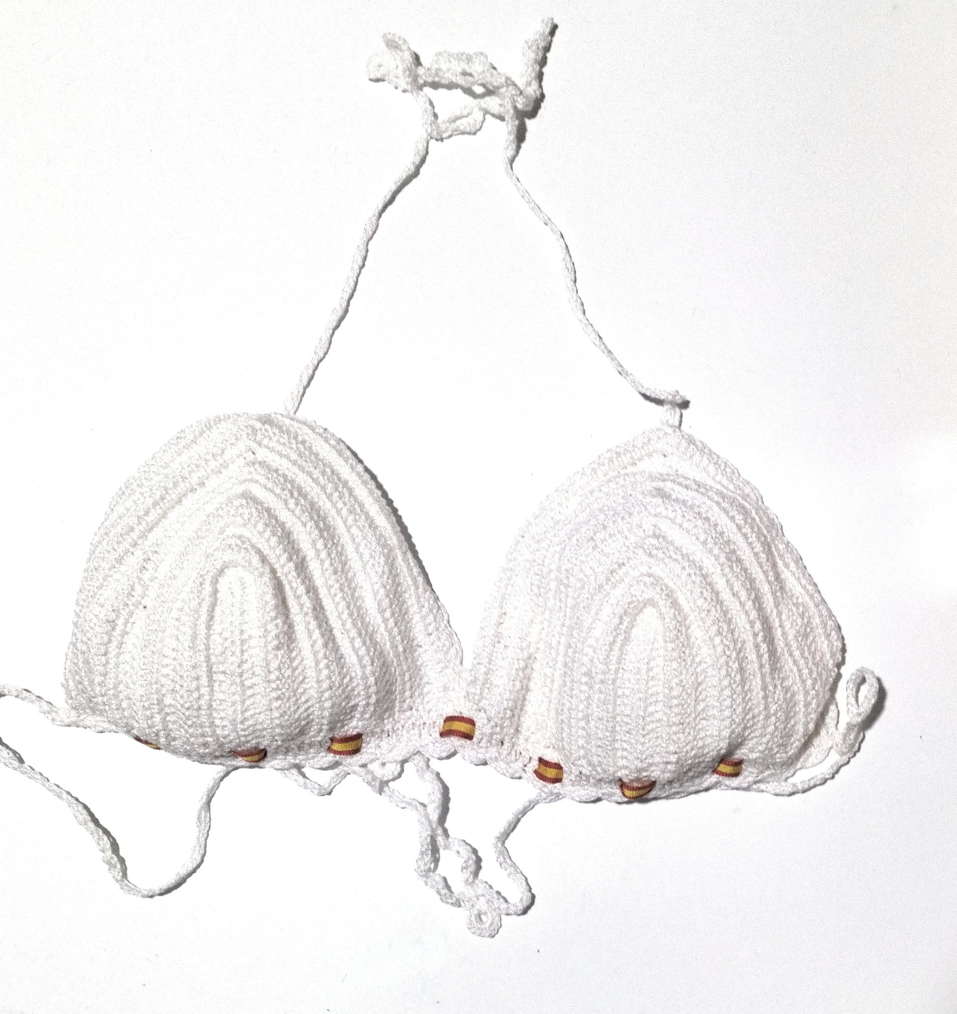 Comprar Sujetador Bikini crochet blanco Bandera de España Bandera España La Flamenca de Borgoña Patricia Muñoz VOX