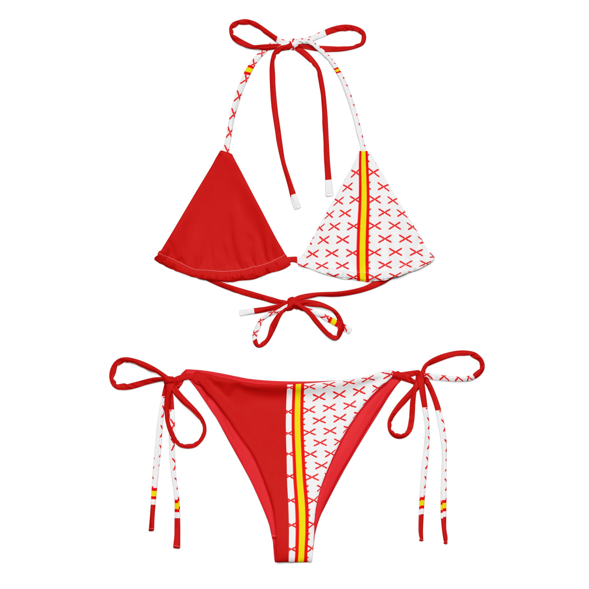 Bikini de triángulo rojo Bandera de España y Cruz de Borgoña - LaFlamencadeBorgoña