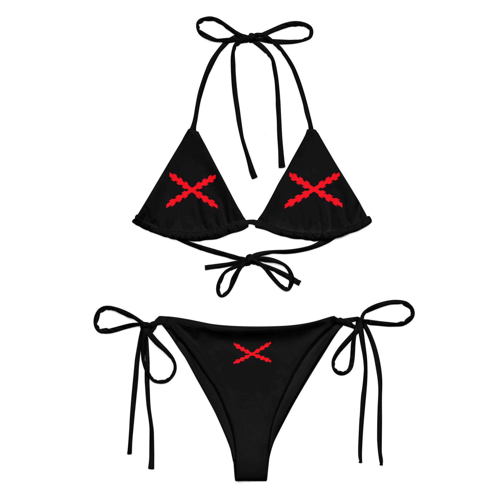 Bikini de triángulo Cruz de Borgoña negro - LaFlamencadeBorgoña