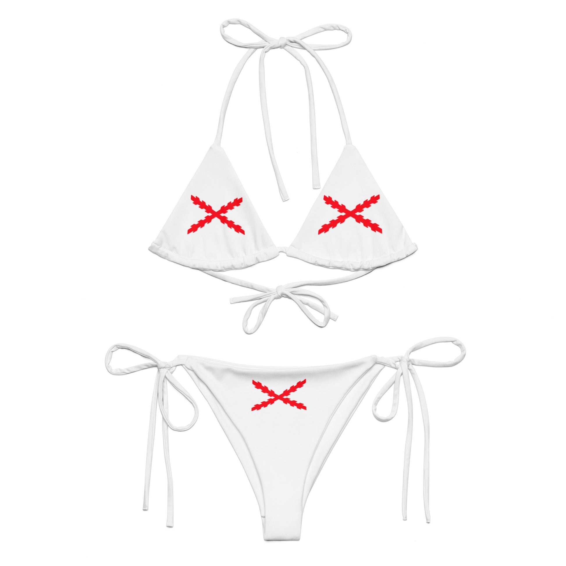 Bikini de triángulo Cruz de Borgoña blanco - LaFlamencadeBorgoña
