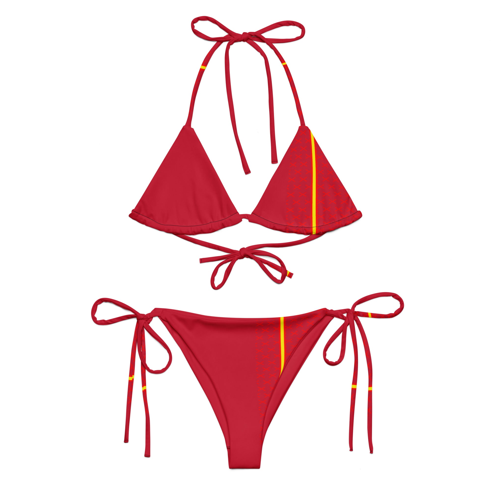 Bikini de triángulo Cruz de Borgoña y Bandera de España - LaFlamencadeBorgoña
