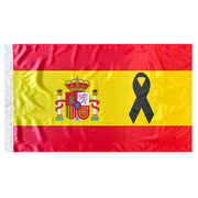 Bandera de España con Lazo negro 150x90 cm Satén