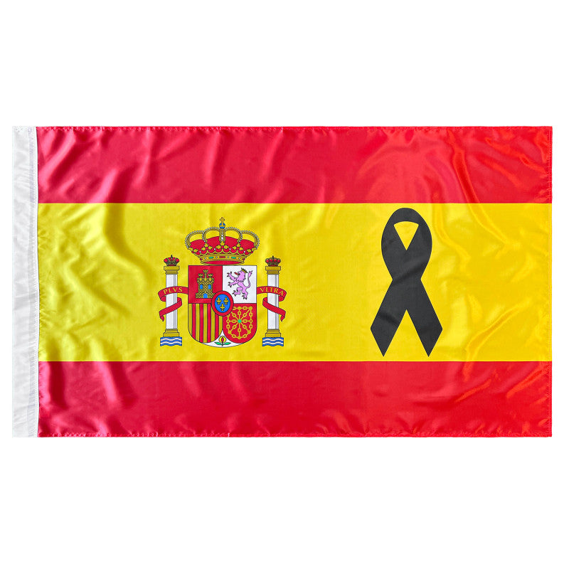 Bandera de España con Lazo negro 150x90 cm Satén