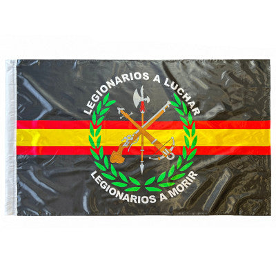 Bandera de La Legión en Fondo Negro con Lema "Legionarios a Luchar, Legionarios a Morir" (150 x 90 cm)