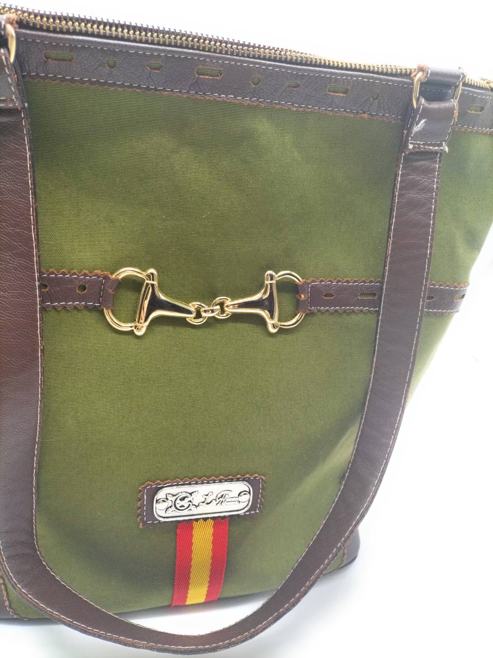 Comprar Bolso TOTE camel Bandera España y mordida de caballo La Flamenca de Borgoña, Bandera de España, Cruz de Borgoña, Patricia Muñoz, VOX, Santiago Abascal