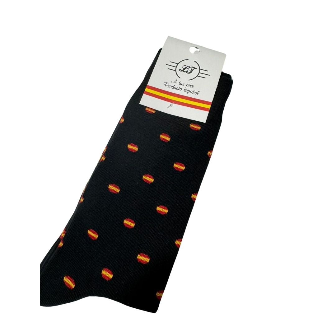 Calcetines bandera España redonda Negro - LaFlamencadeBorgoña