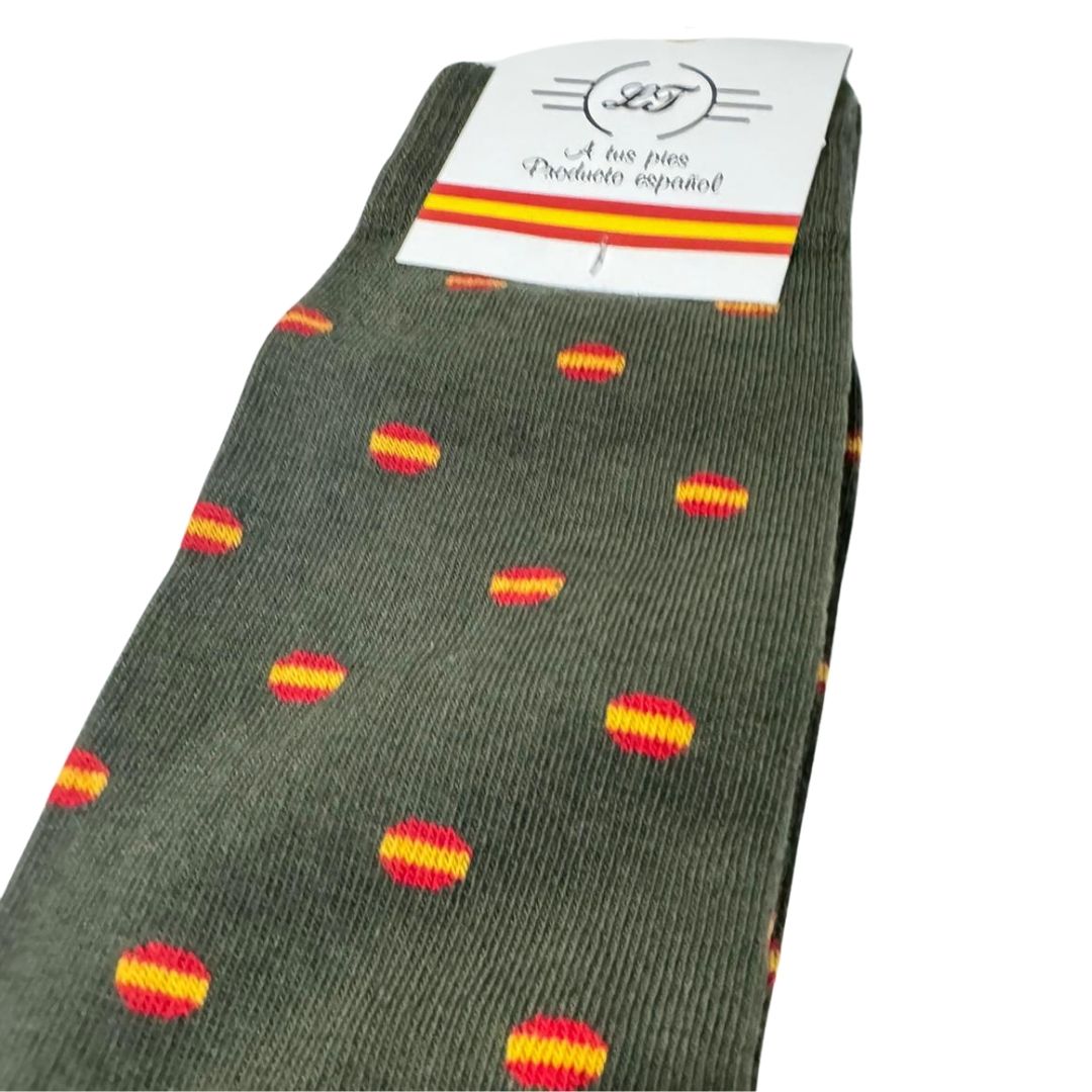 Calcetines bandera España redonda Verde - LaFlamencadeBorgoña