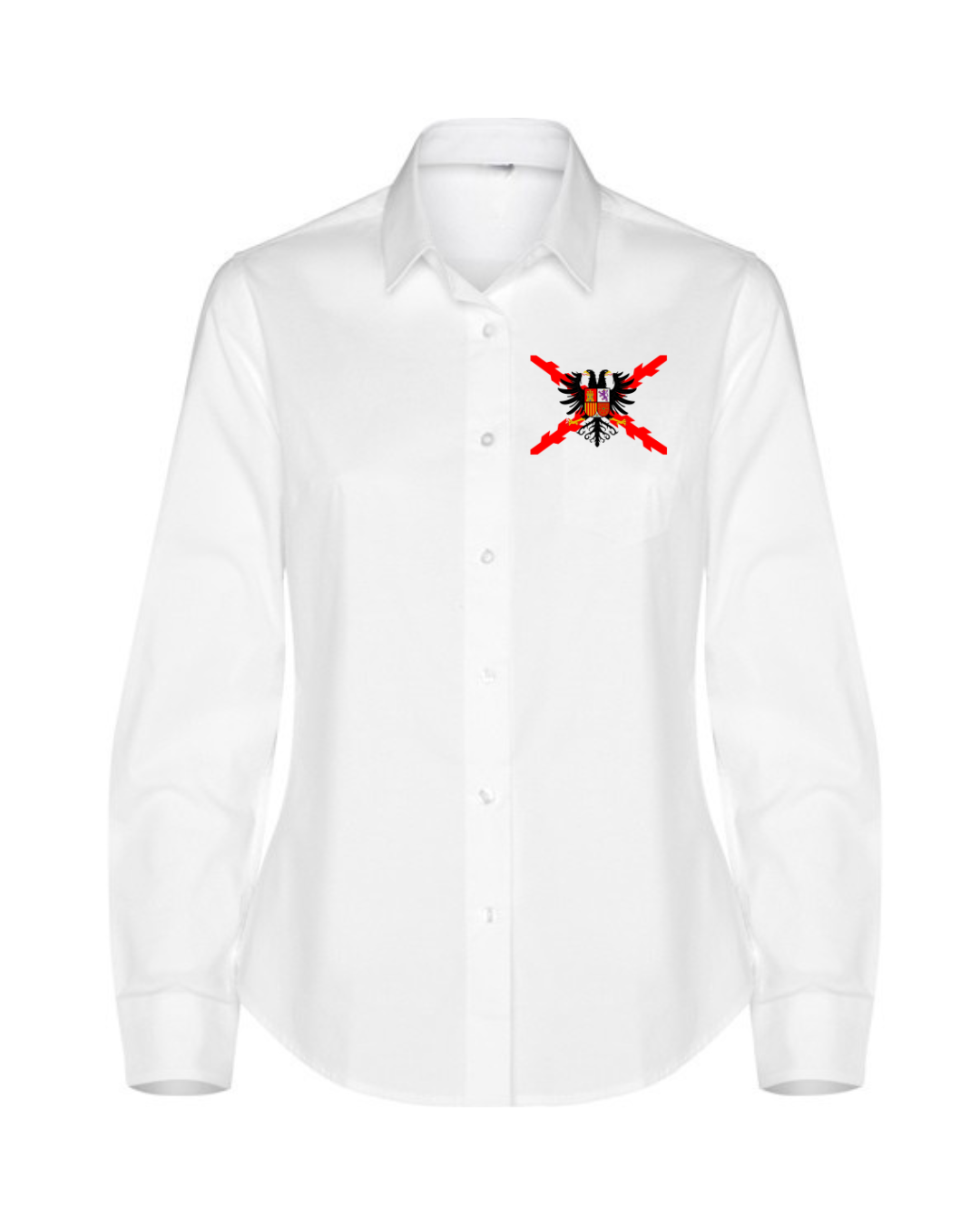 Camisa Mujer blanca Águila Bicéfala imperial sobre Cruz de Borgoña