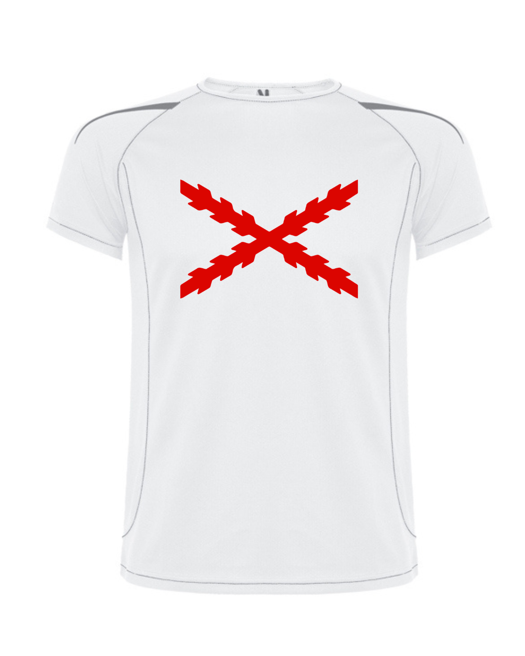 Burgunderfarbenes Unisex-Sport-T-Shirt aus Recyclingmaterial mit Kreuz