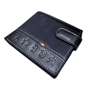 Cartera taurina Bandera España azul piel serraje