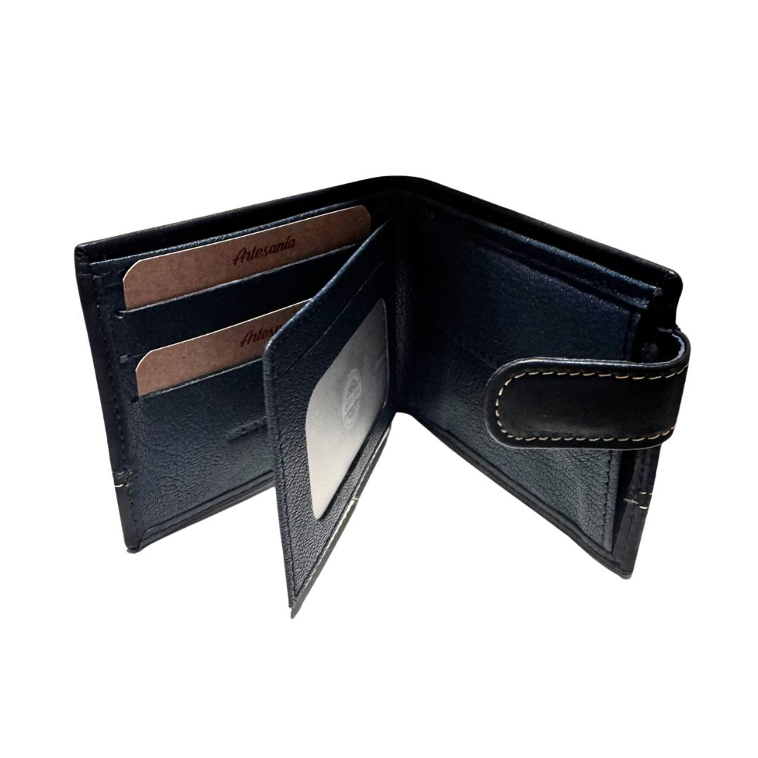 Cartera taurina Bandera España azul piel serraje