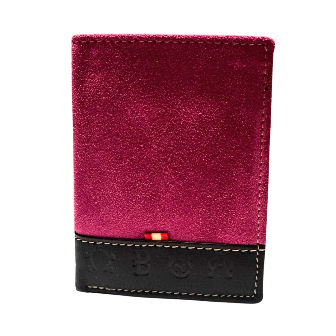 Cartera billetera piel Ubrique con rosa capote