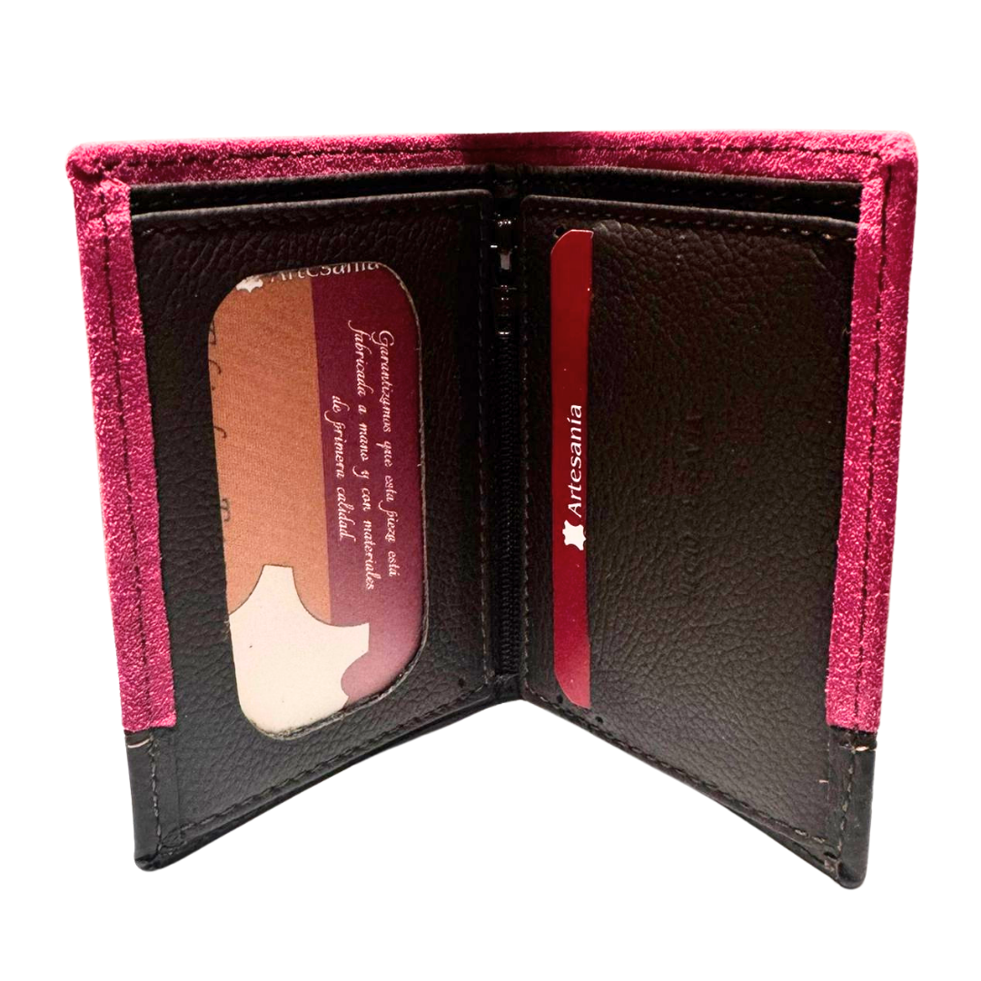 Ubrique leather wallet with pink cape