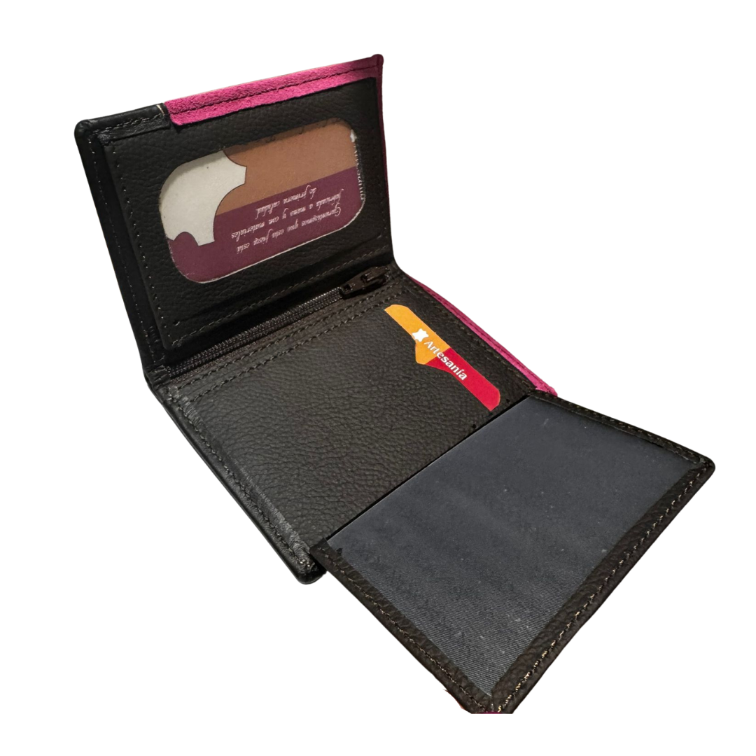 Ubrique leather wallet with pink cape