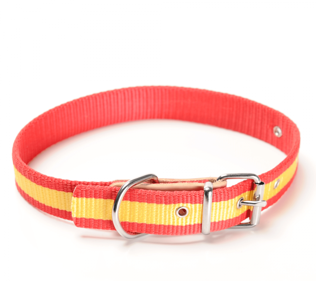 Collar Perro Nylon hebilla rulo Bandera España