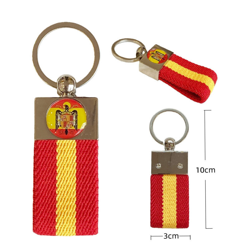 Keychain Eagle of San Juan Flag of Spain green canvas