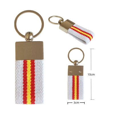Llavero de Cinta Elástica Blanca con Bandera de España