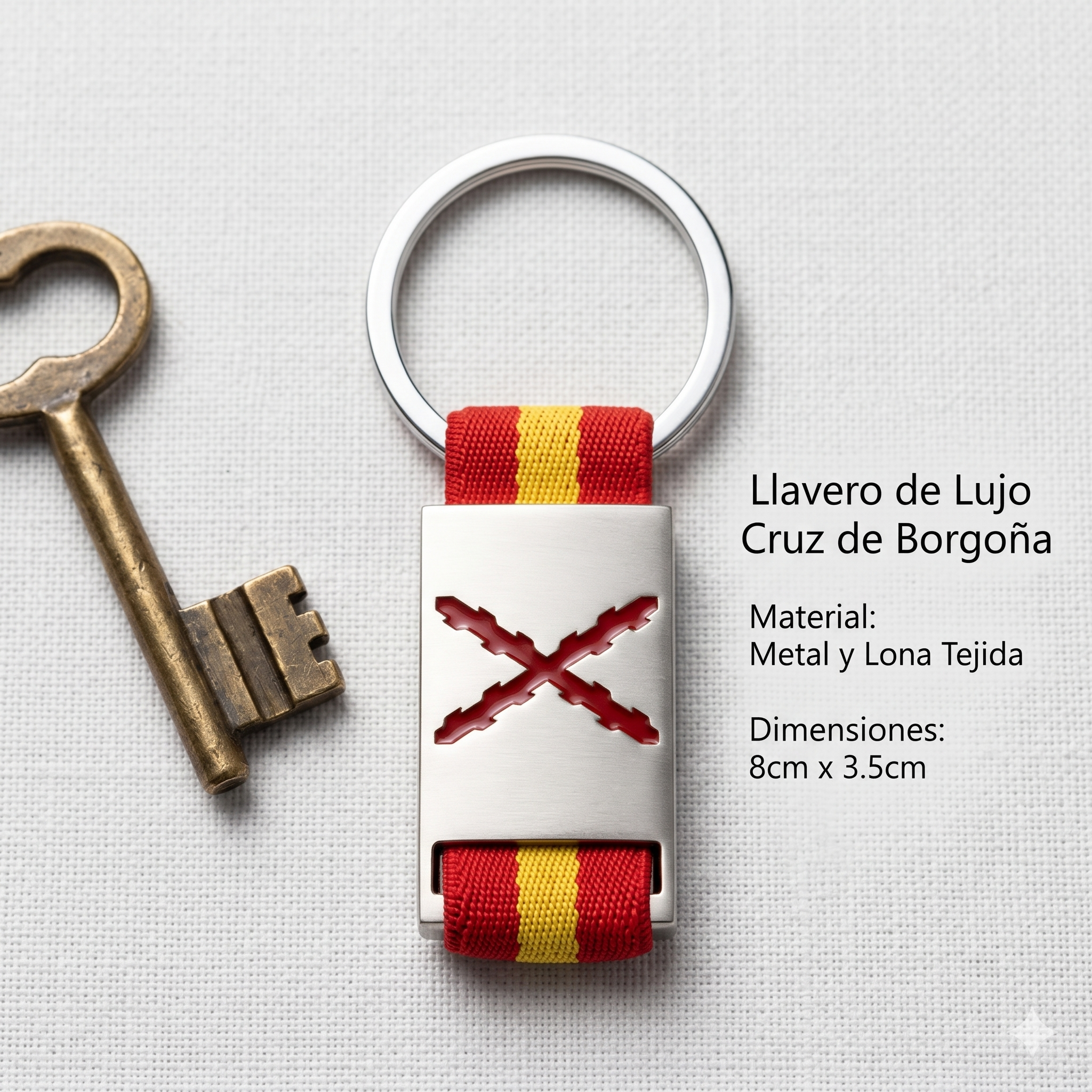 Llavero Cruz de Borgoña metal y lona