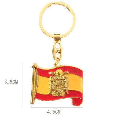 Llavero Metálico Dorado Bandera de España con Águila de San Juan (4.5x3.5 cm)