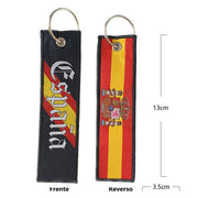 Llavero de Tela de España a Dos Caras con Escudo