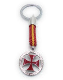 Llavero Cruz Paté Roja Templaria con Bandera España - LaFlamencadeBorgoña
