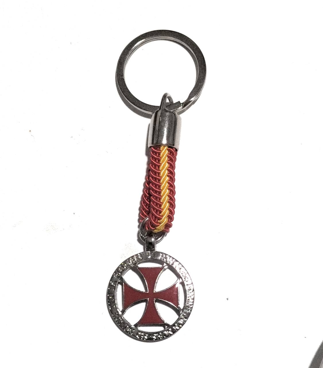 Llavero Cruz Paté Roja Templaria con Bandera España - LaFlamencadeBorgoña