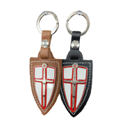 Llavero Cruz Católica Cristiana con Cruz Paté Roja Templaria en escudo