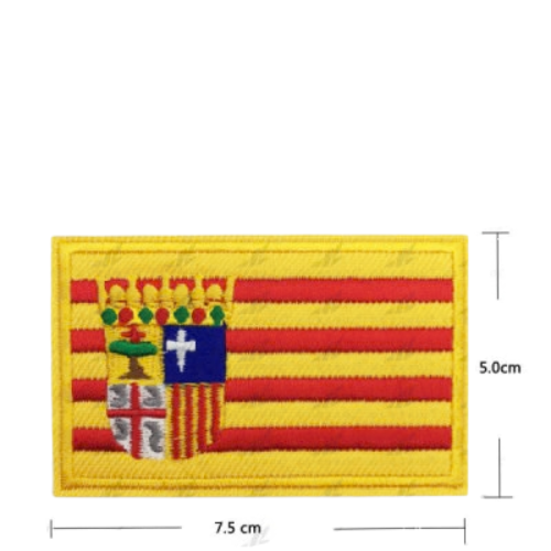 Parche Bordado Bandera Aragón con Escudo 7,5 x 5 cm