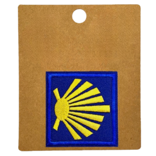 Parche Bordado Cuadrado Camino de Santiago Concha Vieira 5,5 cm