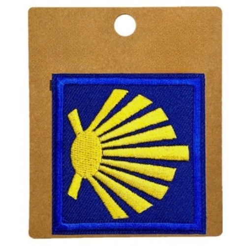 Parche Bordado Cuadrado Camino de Santiago Concha Vieira 7,8 cm