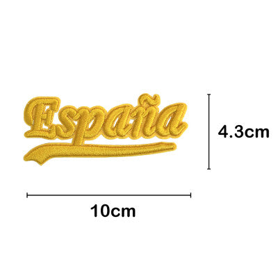 Parche Bordado España Cursiva Amarillo Dorado 10 cm