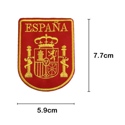 Parche Bordado Escudo de España Fondo Rojo 7,7 cm