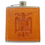 Petaca Águila de San Juan de Acero Inoxidable 304 Forrada en Piel (Marron) 6oz 177ml