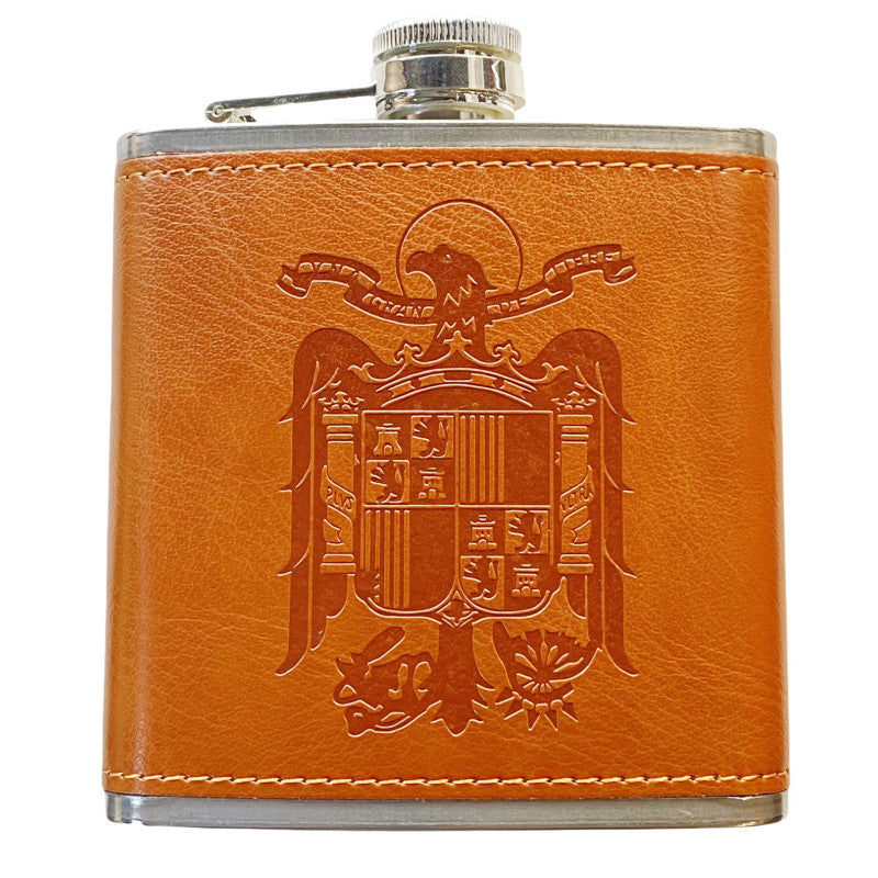 Petaca Águila de San Juan de Acero Inoxidable 304 Forrada en Piel (Marron) 6oz 177ml
