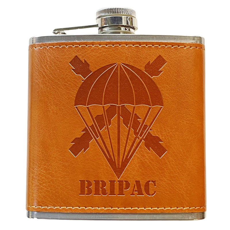 Petaca BRIPAC de Acero Inoxidable 304 Forrada en Piel (Marron) 6oz 177ml