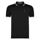 Polo negro líneas blancas hombre bordado - LaFlamencadeBorgoña