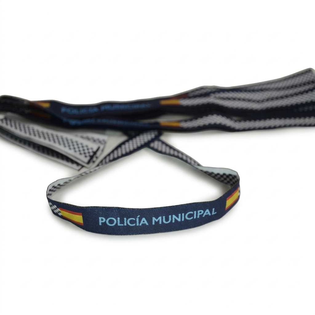 Pulsera Policía Municipal de tela con bandera de España y damero