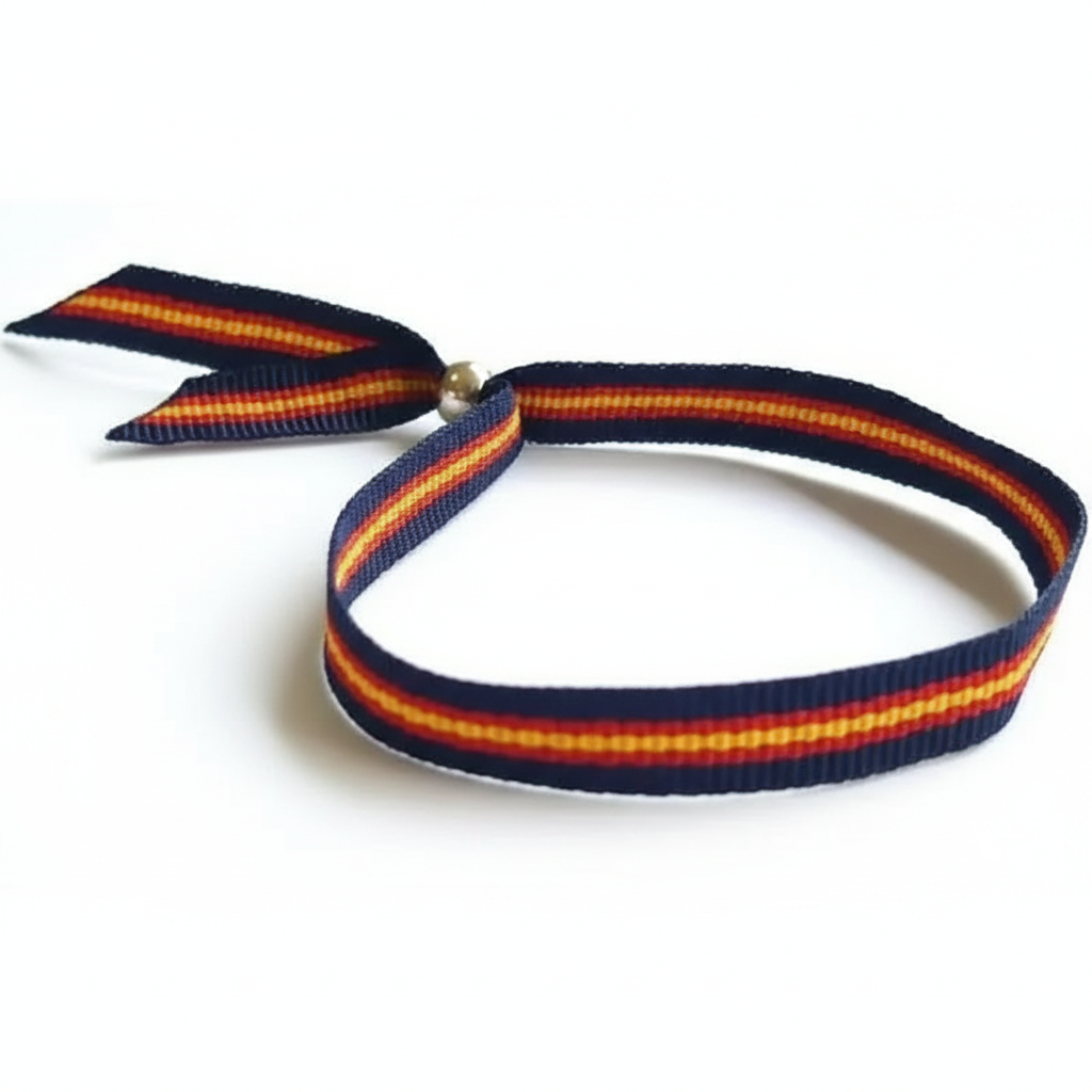 Blue Spain flag fabric bracelet with ball