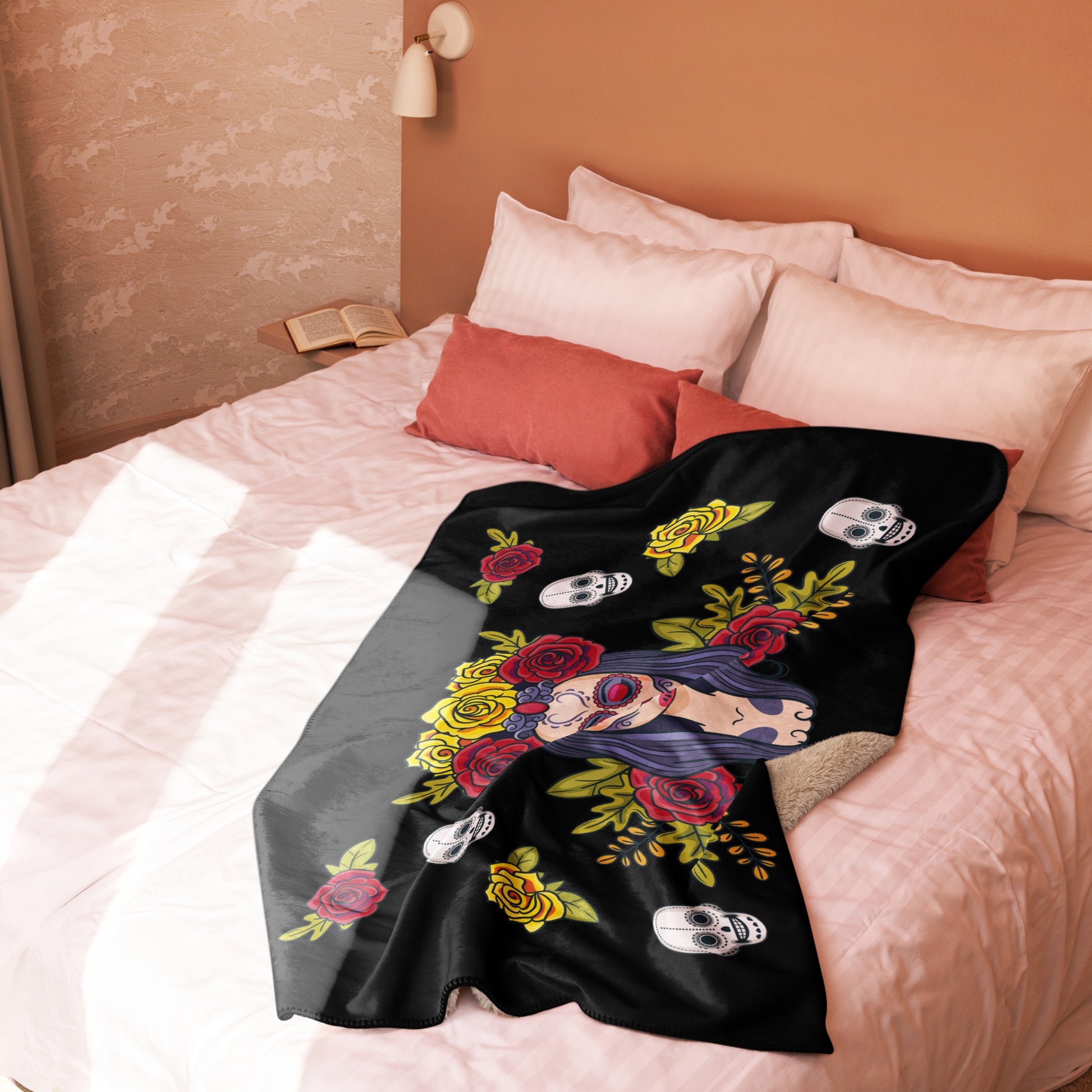 Manta sherpa La Muerte Mexicana Calavera - LaFlamencadeBorgoña