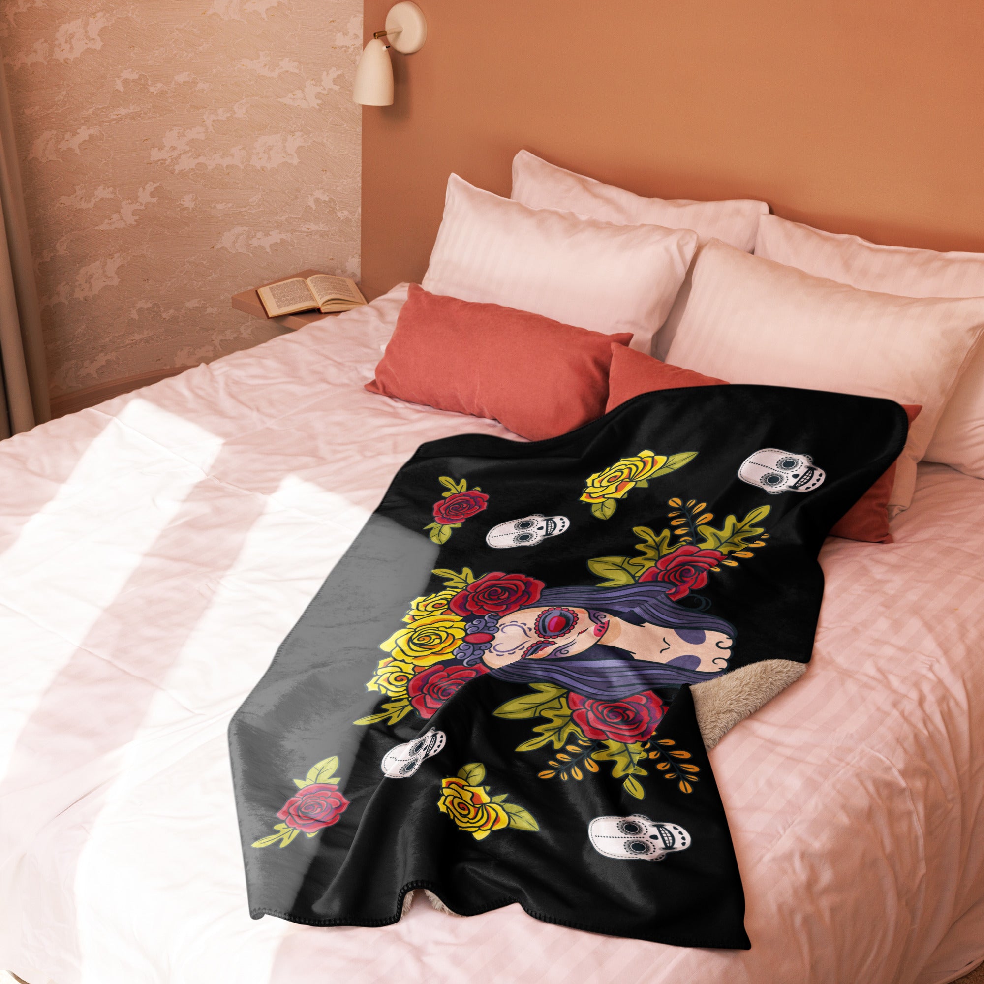 Manta sherpa La Muerte Mexicana Calavera - LaFlamencadeBorgoña