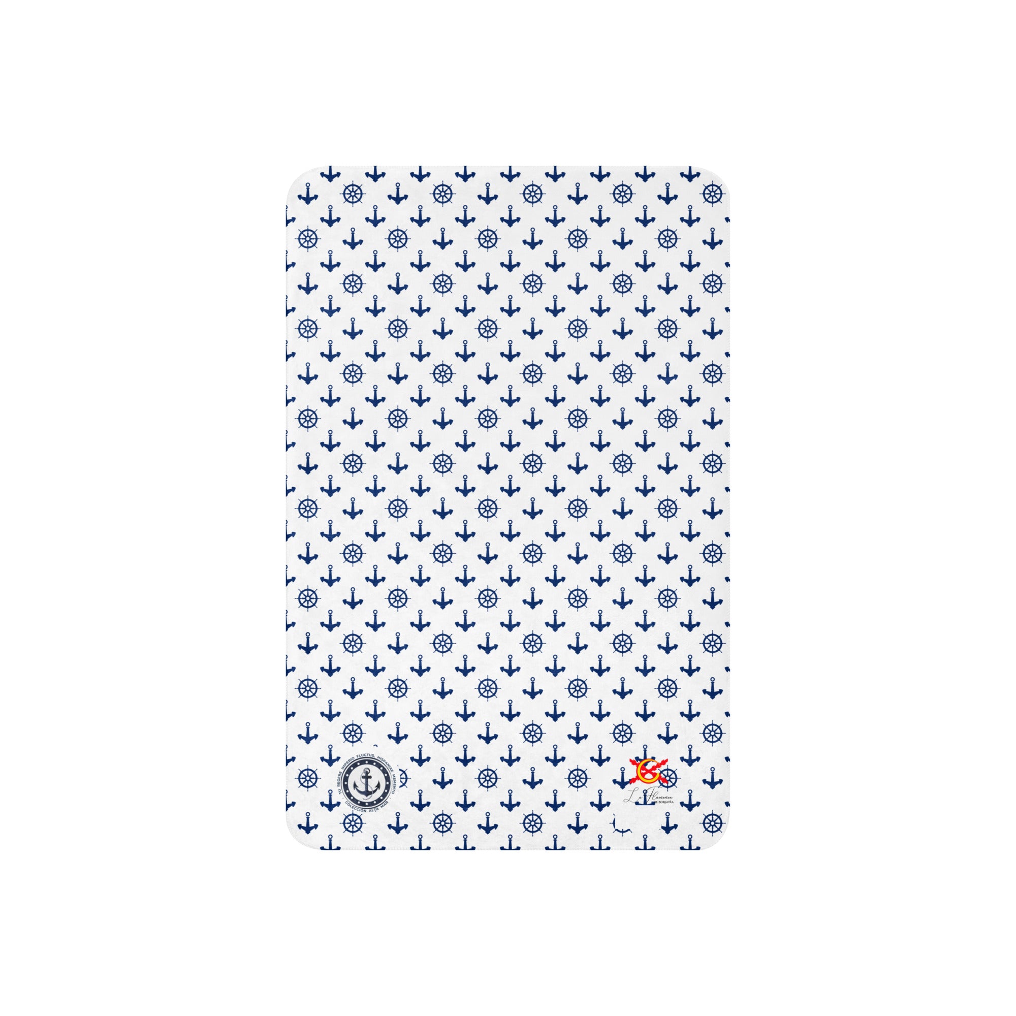 Manta sherpa Blanca Anclas - LaFlamencadeBorgoña