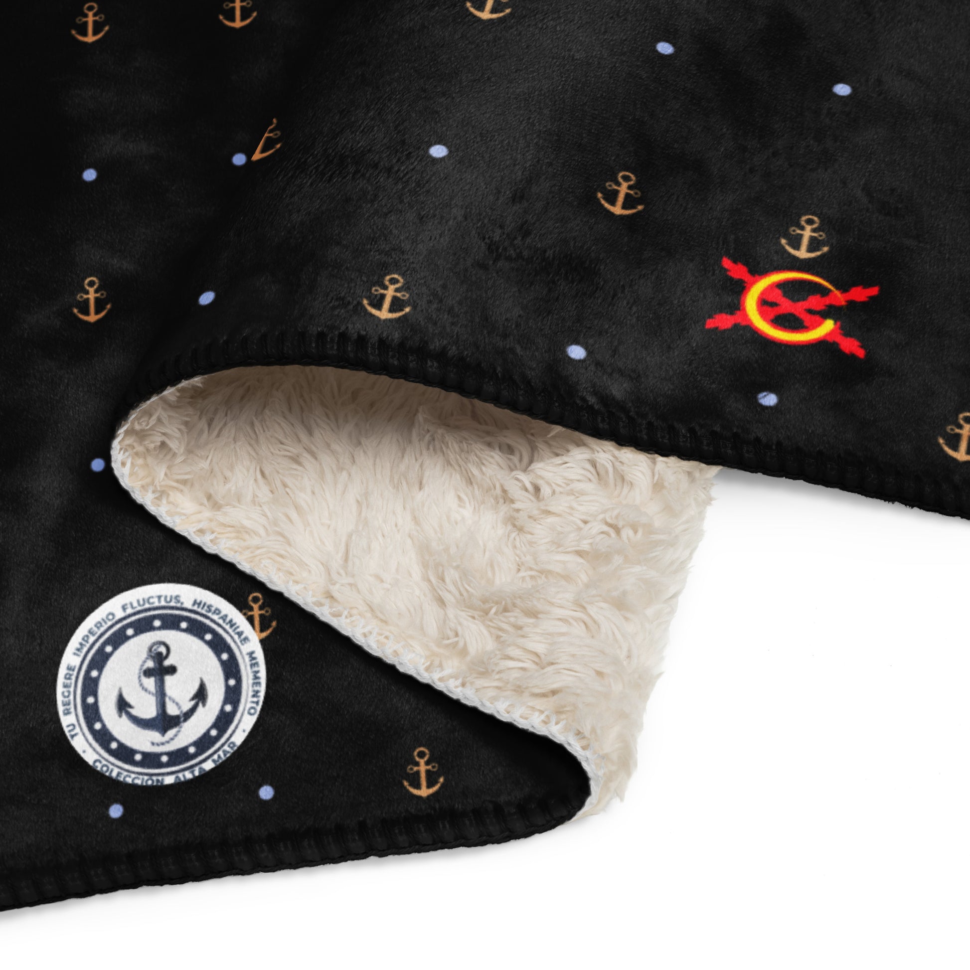 Manta sherpa negra Anclas - LaFlamencadeBorgoña