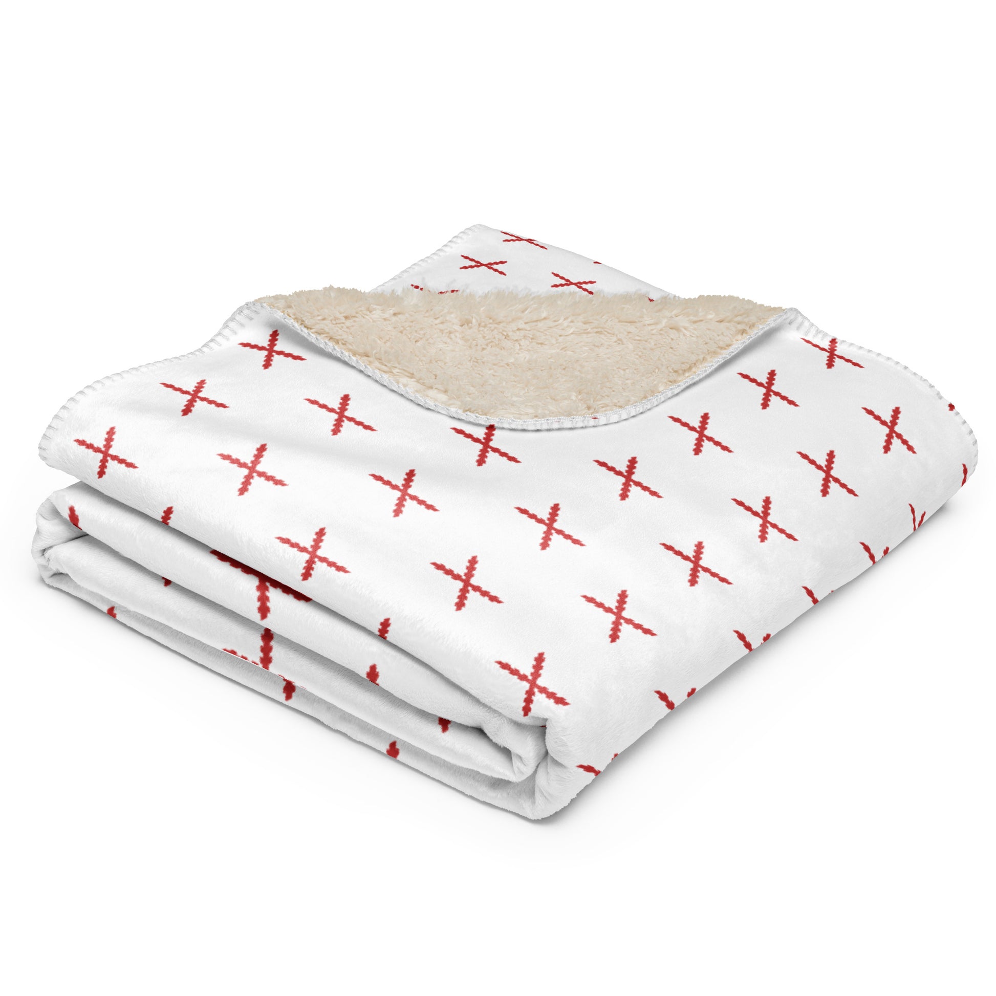 Manta sherpa Cruz de Borgoña mosaico blanco - LaFlamencadeBorgoña